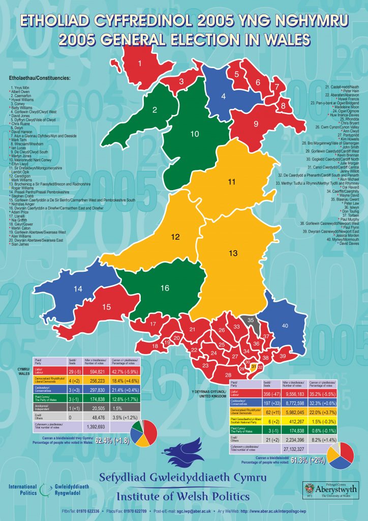 Click here to download the map of the 2005 General Election in Wales.
